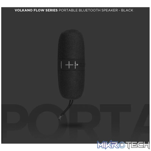 Volkano Flow Series Portable Bluetooth Speaker - Black with Grey Buttons - Image 10