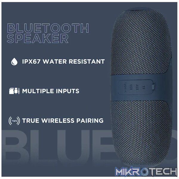 Volkano Flow Series Portable Bluetooth Speaker - Blue with Blue Buttons - Image 13