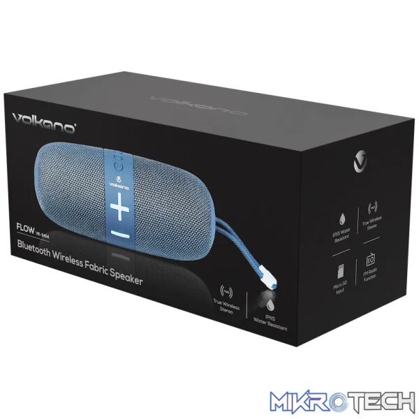 Volkano Flow Series Portable Bluetooth Speaker - Blue with Blue Buttons - Image 8