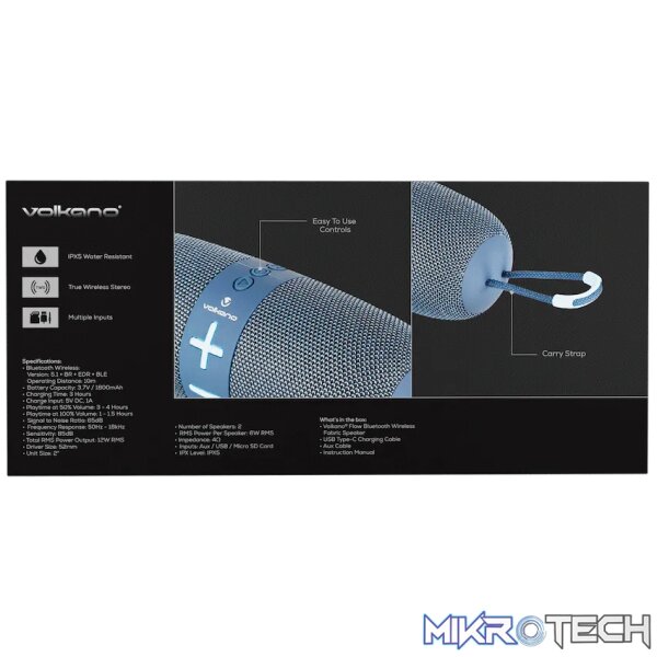 Volkano Flow Series Portable Bluetooth Speaker - Blue with Blue Buttons - Image 9
