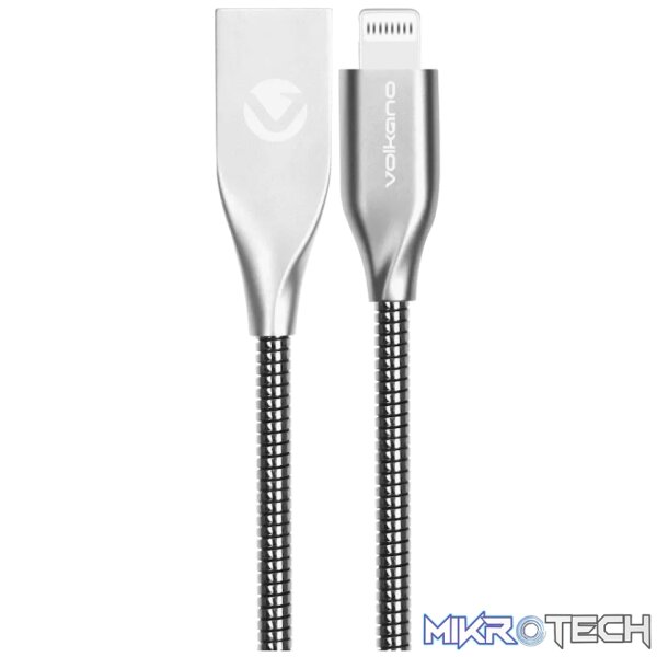 Volkano Iron Series Round Metallic Spring MFI Lightning Cable 6ft - Silver Volkano Iron Series Round Metallic Spring MFI Lightning Cable 6ft - Silver