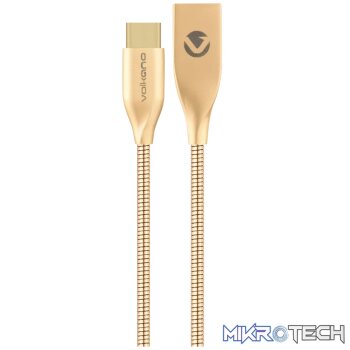 Volkano Iron Series Round Metallic Spring Type-C Cable 6ft - Champagne Gold