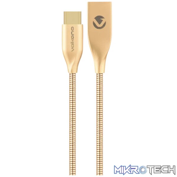 Volkano Iron Series Round Metallic Spring Type-C Cable 6ft - Champagne Gold Volkano Iron Series Round Metallic Spring Type-C Cable 6ft - Champagne Gold