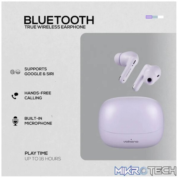 Volkano Jupiter Series TWS Earphones - Pastel Purple - Image 3