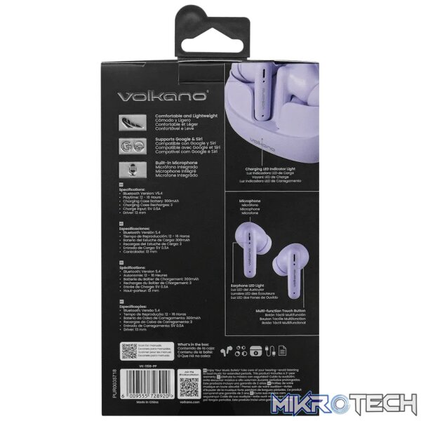 Volkano Jupiter Series TWS Earphones - Pastel Purple - Image 8