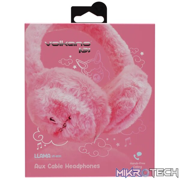 Volkano Kids Llama Series Wired Headphones with Case - Pink - Image 4