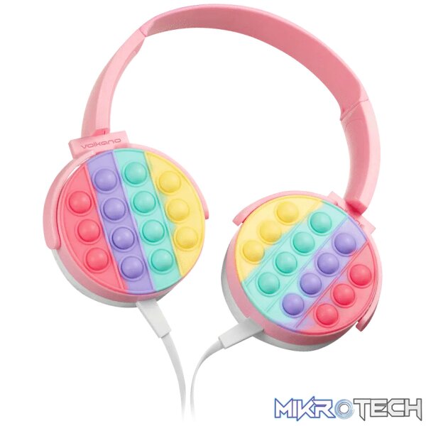 Volkano Kids Rainbow Popper Wired Headphones with 3.5mm Aux - Pink - Image 2