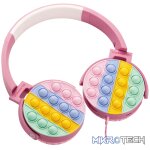 Volkano Kids Rainbow Popper Wired Headphones with 3.5mm Aux - Pink