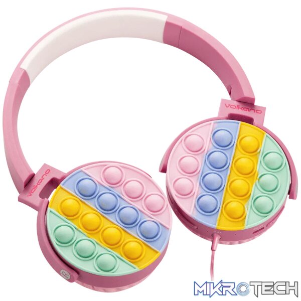 Volkano Kids Rainbow Popper Wired Headphones with 3.5mm Aux - Pink Volkano Kids Rainbow Popper Wired Headphones with 3.5mm Aux - Pink