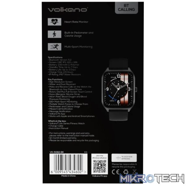 Volkano Life Series Smart Watches - Black - Image 4