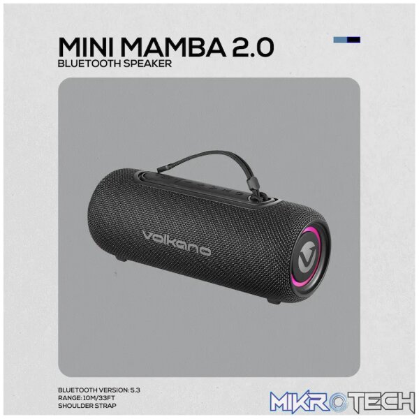 Volkano Mini Mamba 2.0 Series Bluetooth Speaker - Black - Image 4