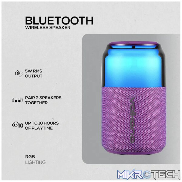 Volkano Neptune Bluetooth Wireless Speaker - Purple - Image 3