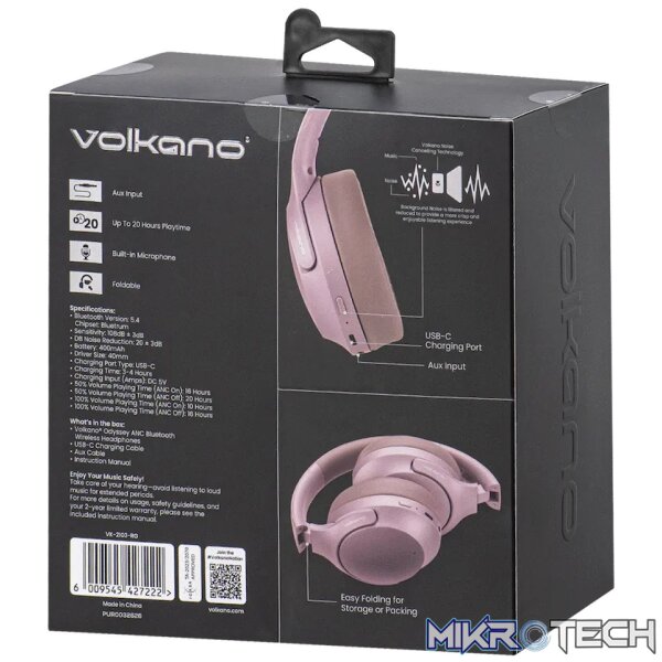 Volkano Odyssey ANC Bluetooth Wireless Headphone - Rose Gold - Image 6