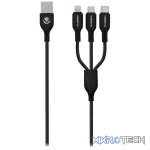 Volkano On-The-Go 3-in-1 1m Braided Cable - Black