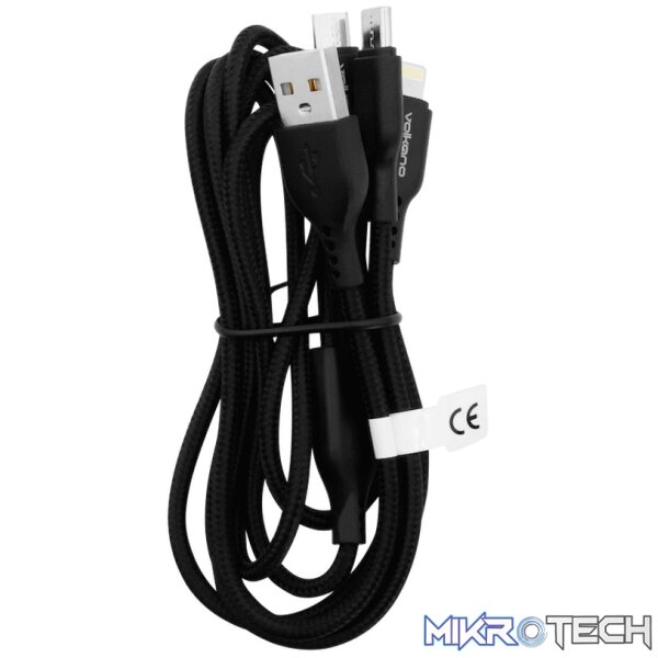 Volkano On-The-Go 3-in-1 1m Braided Cable - Black - Image 4