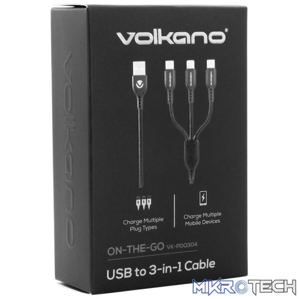 Volkano On-The-Go 3-in-1 1m Braided Cable - Black - Image 5