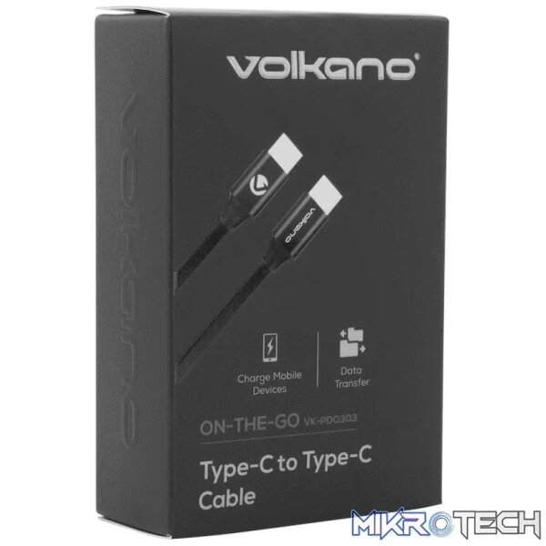 Volkano On-The-Go Type-C to Type-C 30w Cable - Black - Image 2
