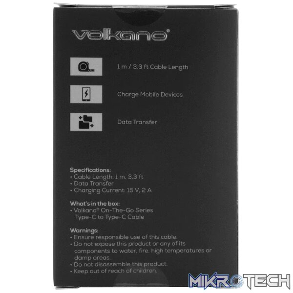 Volkano On-The-Go Type-C to Type-C 30w Cable - Black - Image 3