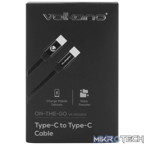 Volkano On-The-Go Type-C to Type-C 30w Cable - Black - Image 8