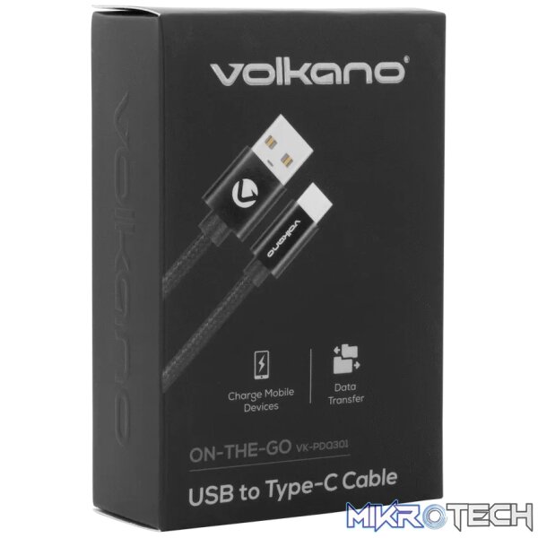 Volkano On-The-Go USB to Type-C 18w Braided 1m Cable - Black - Image 4