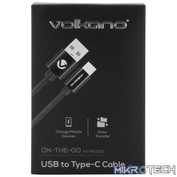 Volkano On-The-Go USB to Type-C 18w Braided 1m Cable - Black - Image 5
