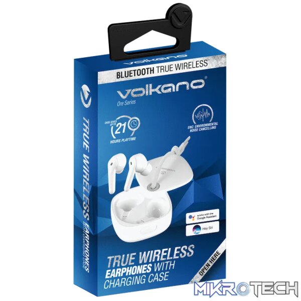 Volkano Ore Series True Wireless Earphones with Charging Case - White - Image 5