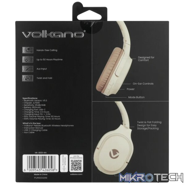 Volkano Pebble Series Bluetooth Headphones - Khaki - Image 15