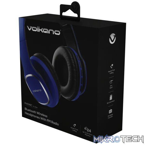 Volkano Phonic Series Bluetooth Full Size Headphones - Blue - Image 4