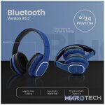Volkano Phonic Series Bluetooth Full Size Headphones - Blue - Image 7