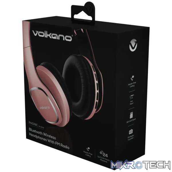 Volkano Phonic Series Bluetooth Full-Size Headphones - Rose Gold - Image 3