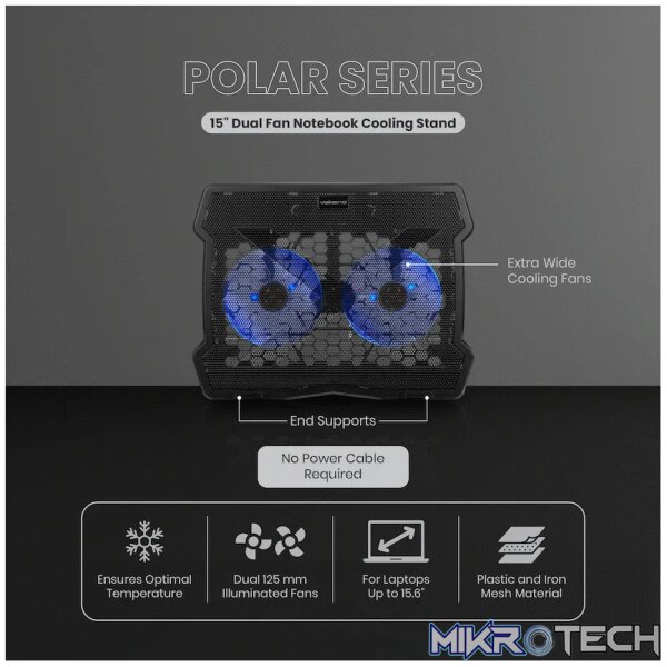 Volkano Polar Series 15 inch Dual Fan Notebook Cooling Stand - Image 4