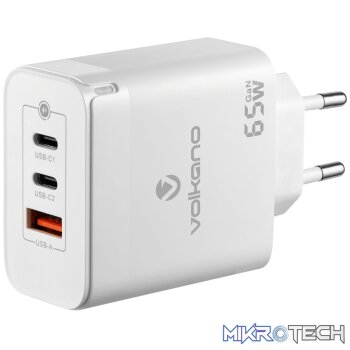 Volkano Potent Trio 65w GaN 3 Port Wall Charger