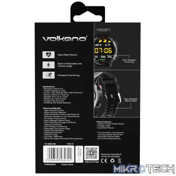 Volkano Power Series Smart Watch - Black - Image 4