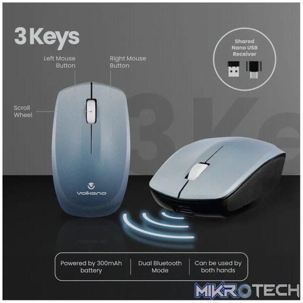 Volkano Prism Series Bluetooth Wireless Keyboard and Mouse - Grey - Image 4