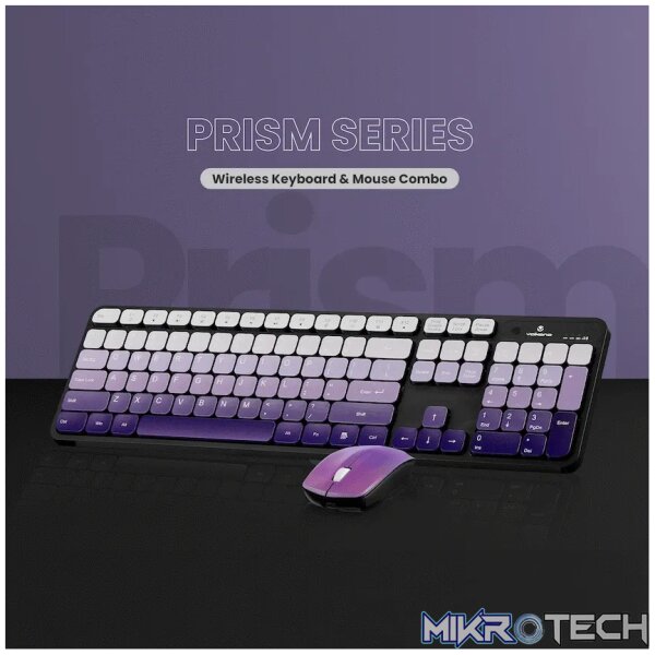 Volkano Prism Series Bluetooth Wireless Keyboard and Mouse - Purple - Image 6