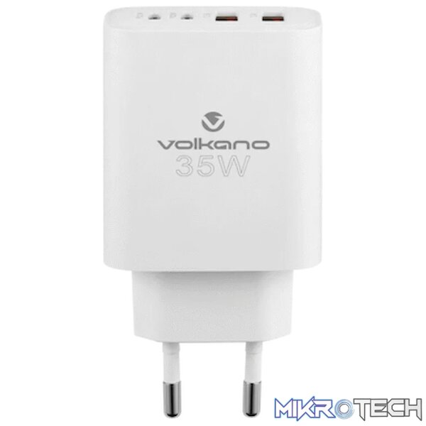 Volkano Quad Series 2x PD USB-C 2x USB-A 3a Wall Charger - Image 2