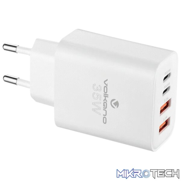 Volkano Quad Series 2x PD USB-C 2x USB-A 3a Wall Charger - Image 3