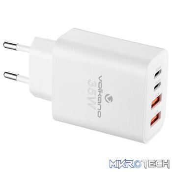 Volkano Quad Series 2x PD USB-C 2x USB-A 3a Wall Charger