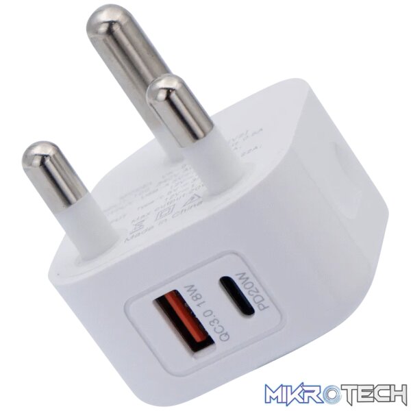 Volkano Robust Series 3-Pin SA to 20w PD + QC 3.0 Wall Charger - Image 3