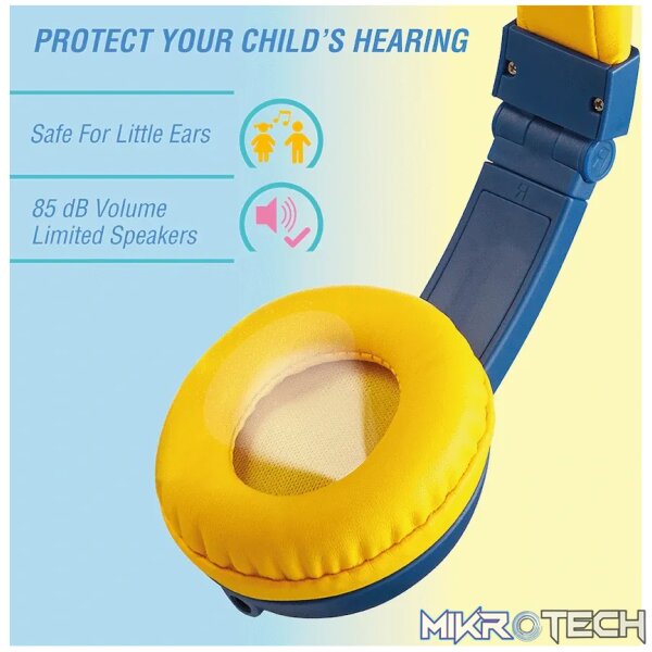 Volkano Sidekick Series Wired Kiddies Headphones with Share Port - Yellow/Blue - Image 11