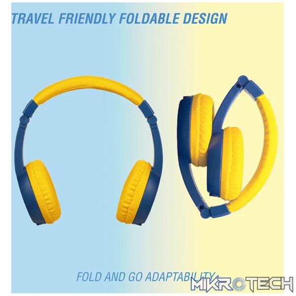 Volkano Sidekick Series Wired Kiddies Headphones with Share Port - Yellow/Blue - Image 12