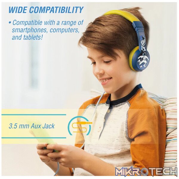 Volkano Sidekick Series Wired Kiddies Headphones with Share Port - Yellow/Blue - Image 15