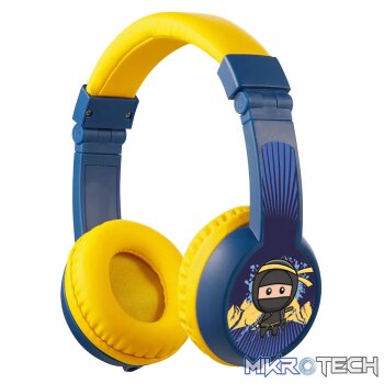 Volkano Sidekick Series Wired Kiddies Headphones with Share Port - Yellow/Blue