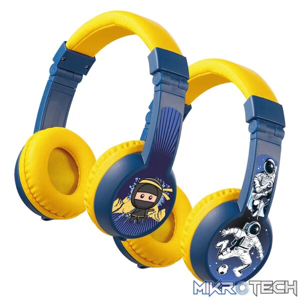 Volkano Sidekick Series Wired Kiddies Headphones with Share Port - Yellow/Blue - Image 8