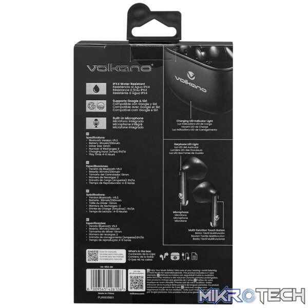 Volkano Sleek Series TWS Earphones - Black - Image 9