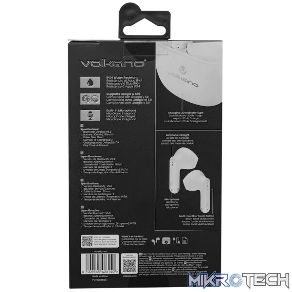 Volkano Sleek Series TWS Earphones - White - Image 15