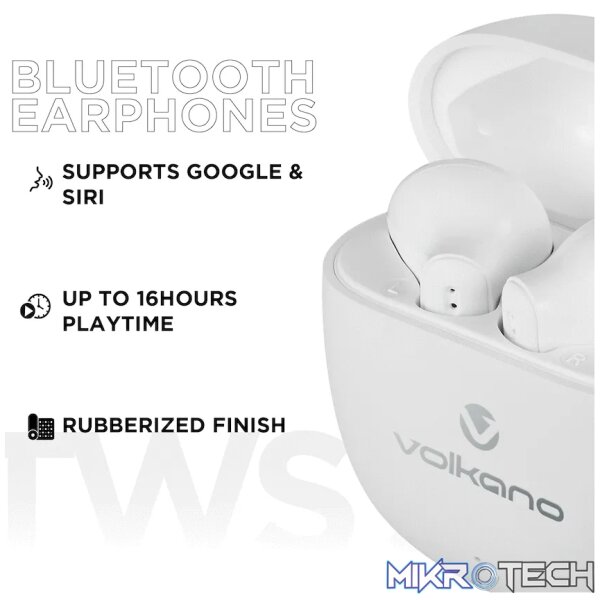Volkano Sleek Series TWS Earphones - White - Image 7