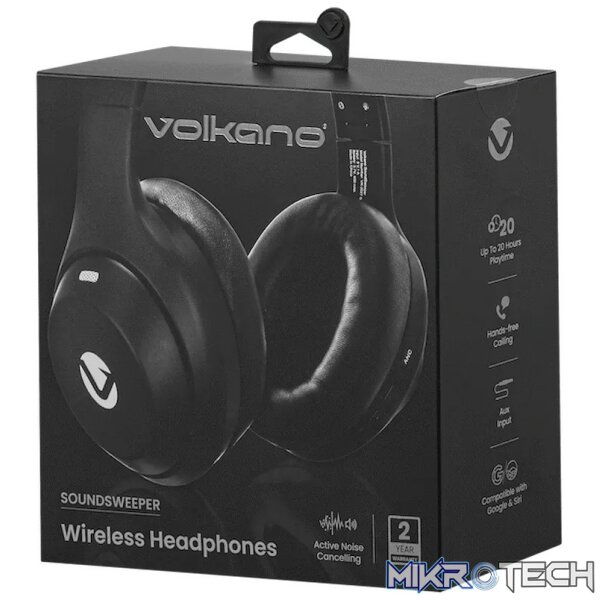 Volkano SoundSweeper Series Active Noise Cancelling bluetooth Headphones - Black - Image 7