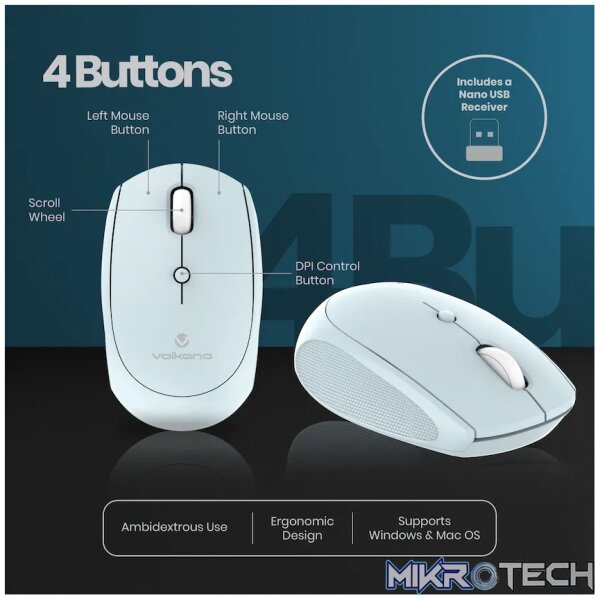 Volkano Talc Wireless Mouse - Blue - Image 3