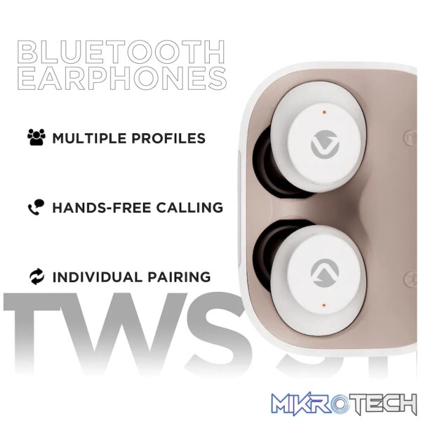 Volkano Taurus Series 2.0 True Wireless Earphones - White - Image 5